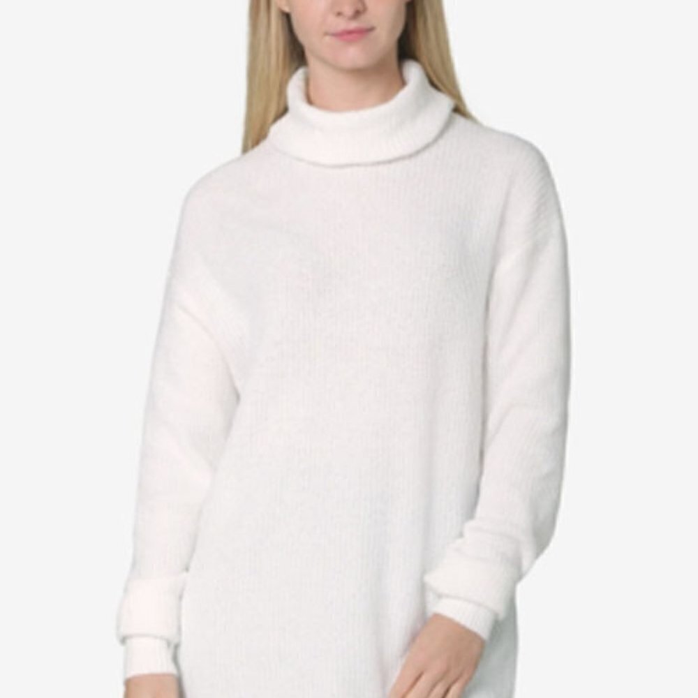 JR362 Polly & Esther White Juniors' Comfy Cowlneck Tunic Sweater Size XL